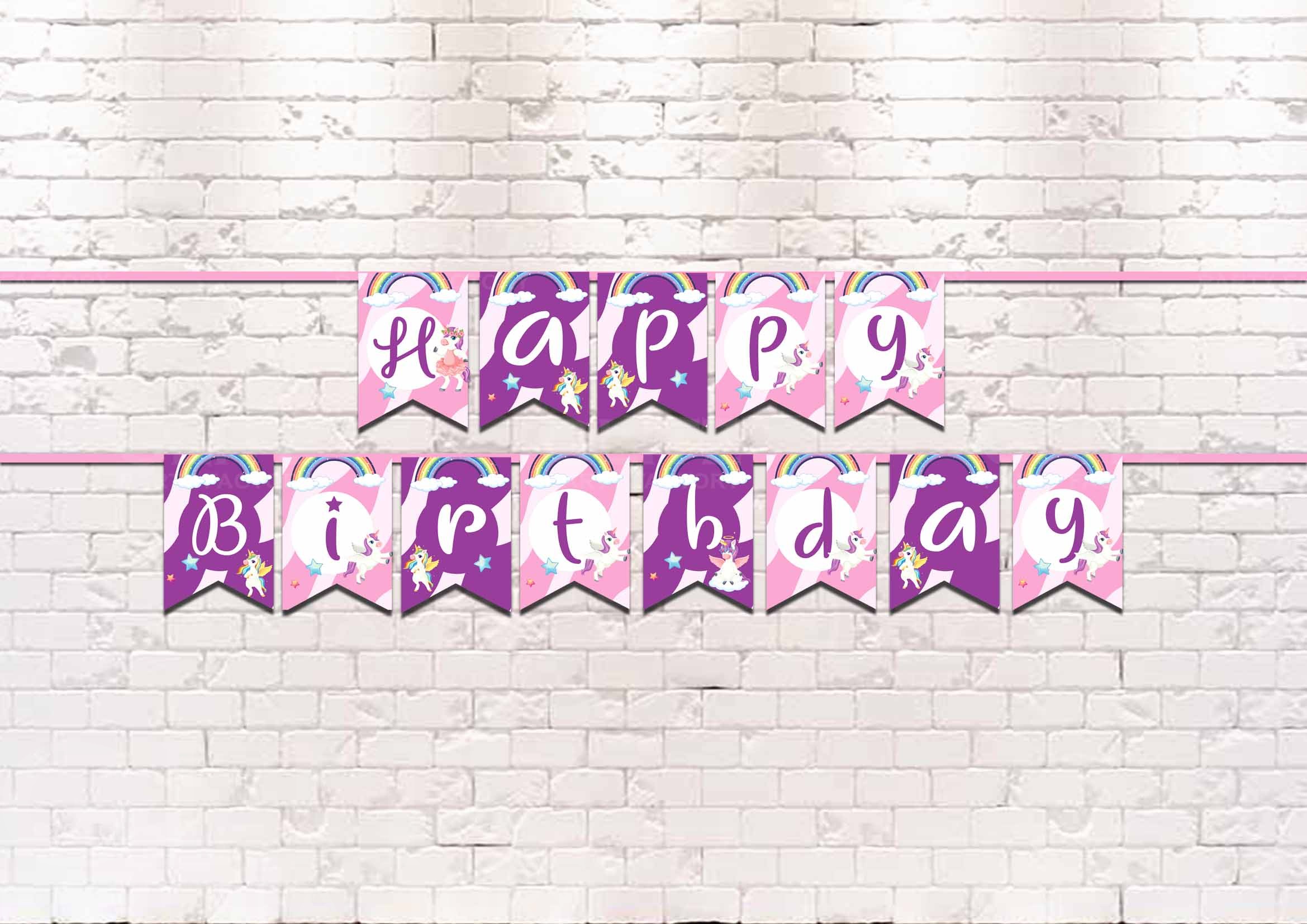 Unicorn Mockup Happy Bday Banner