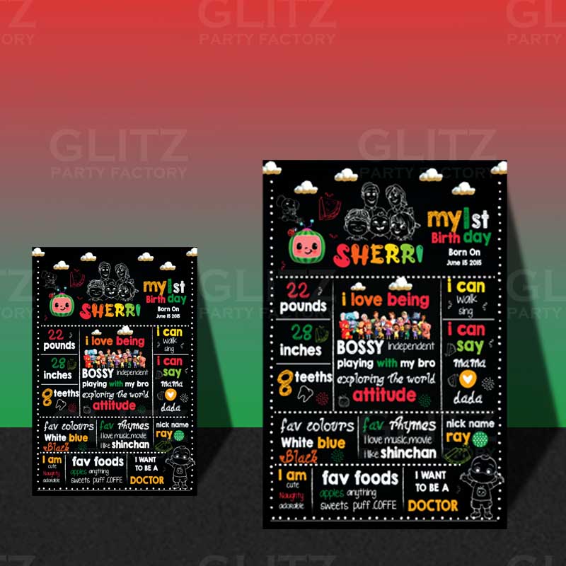 Coco melon Chlakboard mock up